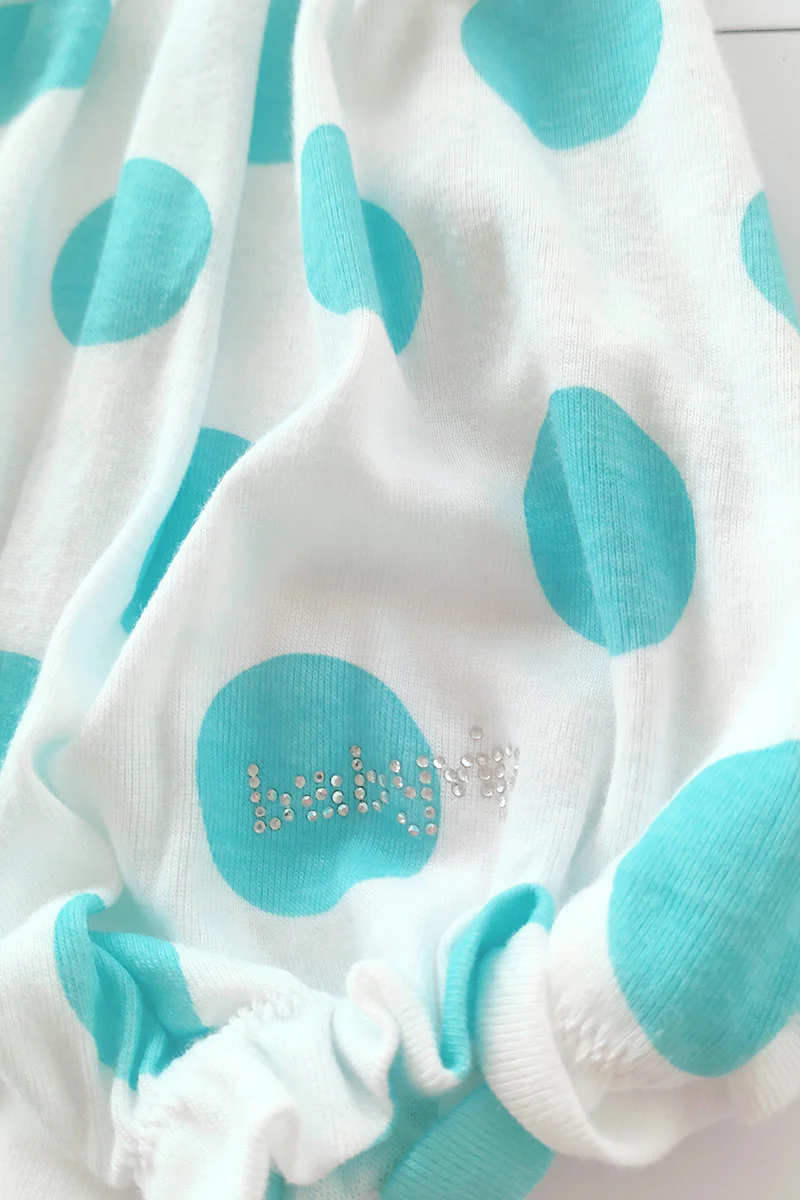 Pagliaccetto spalla stretta neonata con fantasia a pois in cotone con strass - immagine 4