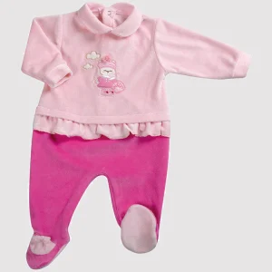 Tutina in cinigla con rouches e ricamo