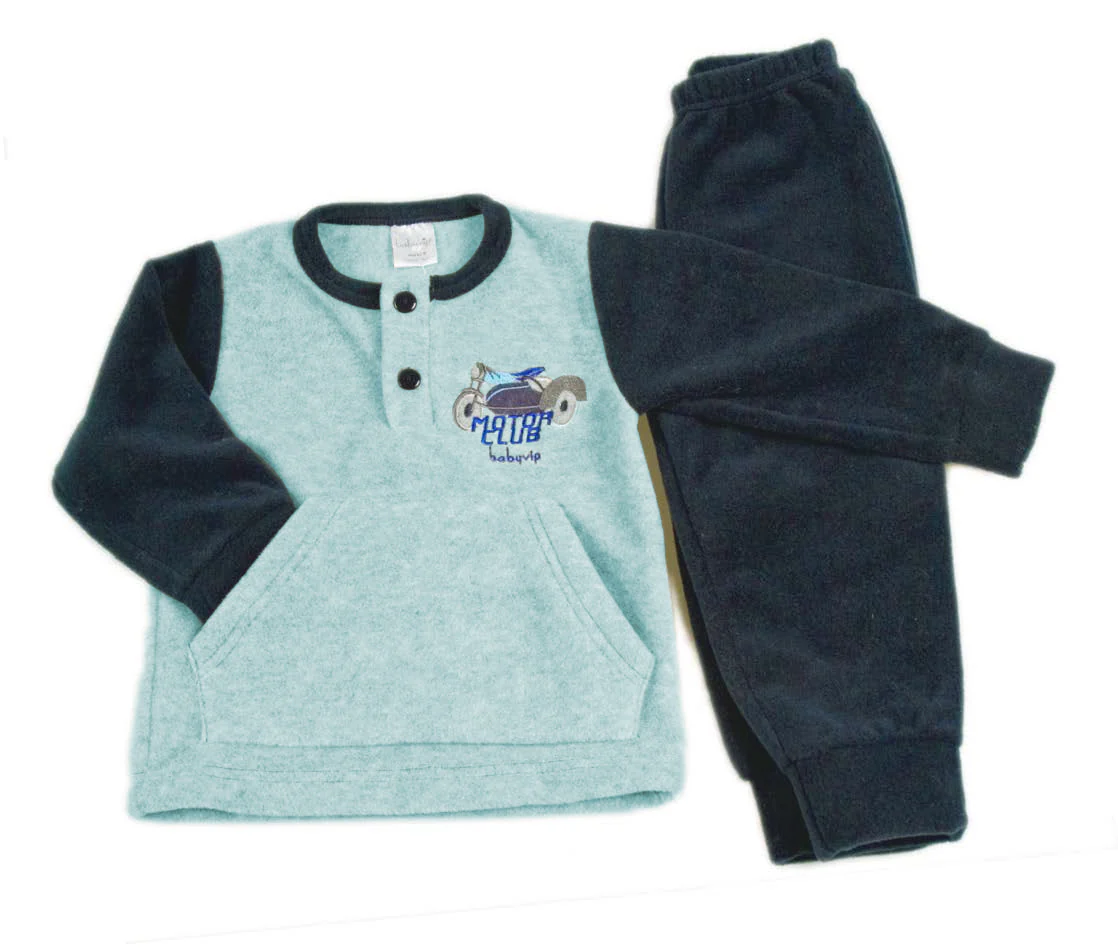 Pigiama bimbo in pile con ricamo - immagine 5