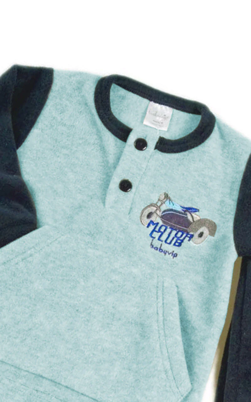 Pigiama bimbo in pile con ricamo - immagine 4