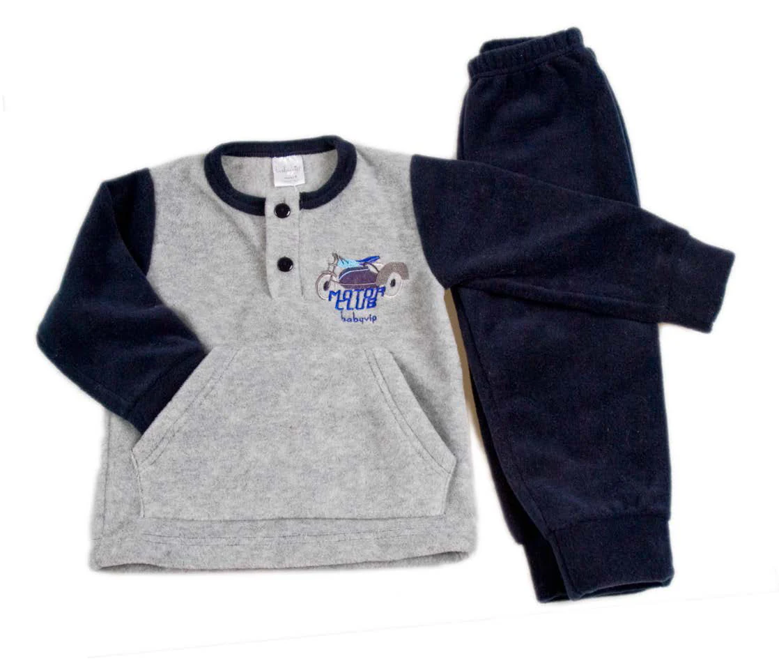 Pigiama bimbo in pile con ricamo - immagine 8