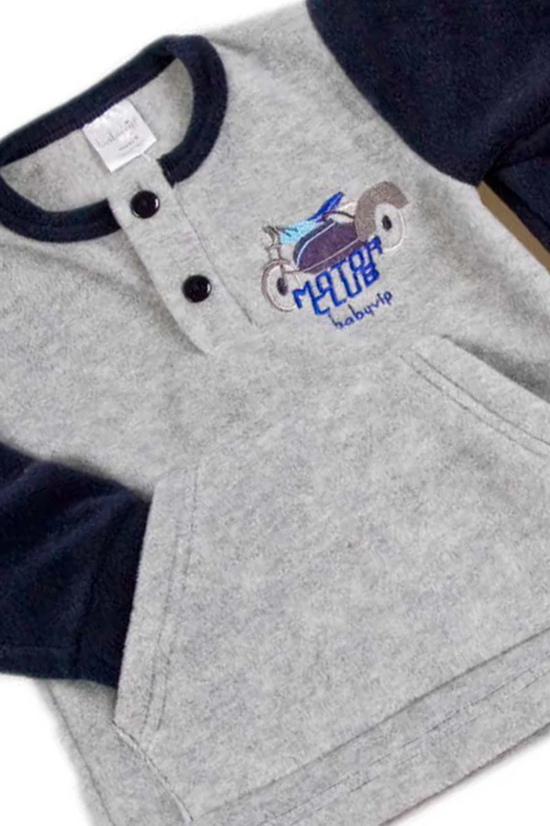 Pigiama bimbo in pile con ricamo - immagine 6