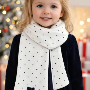 Sciarpa in cotone fantasia a pois cuori con Fiocchettino