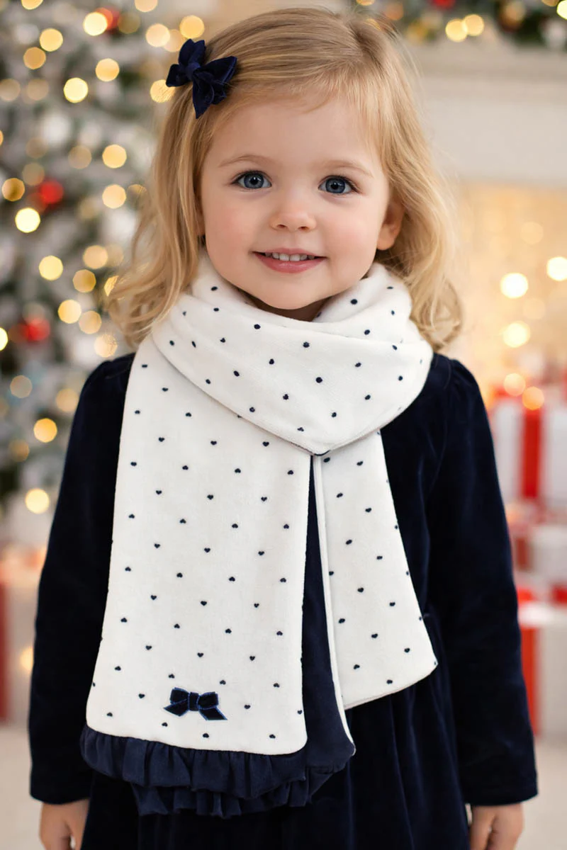 Sciarpa in cotone fantasia a pois cuori con Fiocchettino - immagine 2