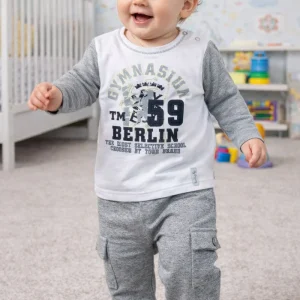 T-shirt manica lunga in caldo cotone con stampa