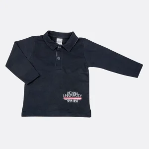 Polo manica lunga in cotone elasticizzato con stampa