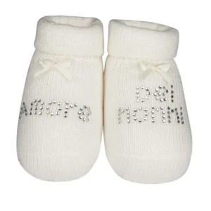 Scarpina neonato in cotone caldo con strass "amore dei nonni"