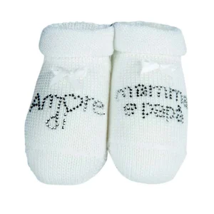 Scarpina neonato in 100% cotone con strass "amore di mamma e papà"