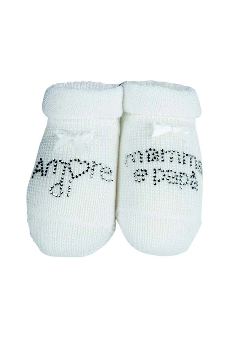 Scarpina neonato in 100% cotone con strass "amore di mamma e papà" - immagine 2