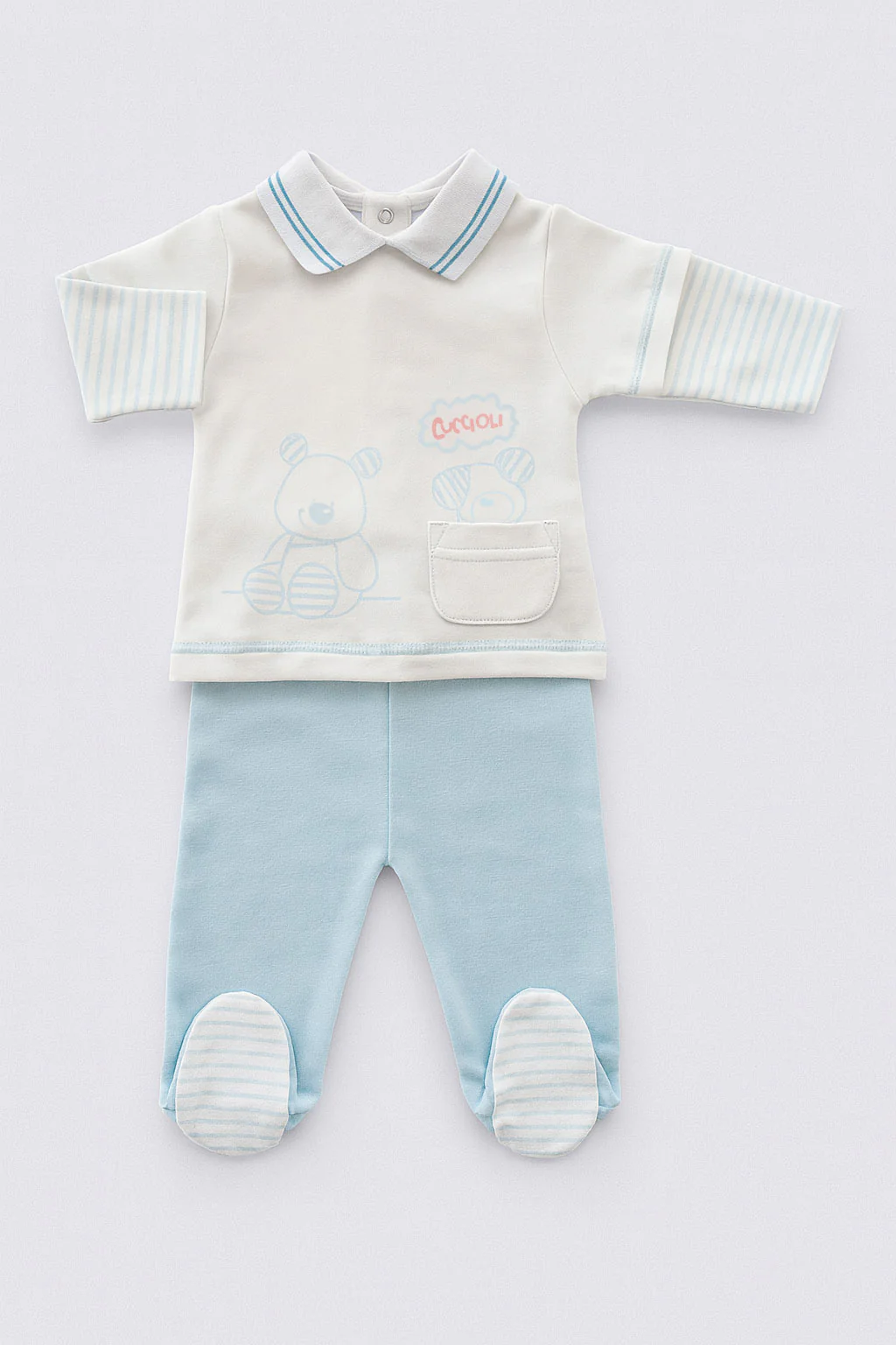 Pigiama neonato/a in caldo cotone con stampa - immagine 2