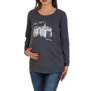 Maxi T-shirt premaman manica lunga con stampa