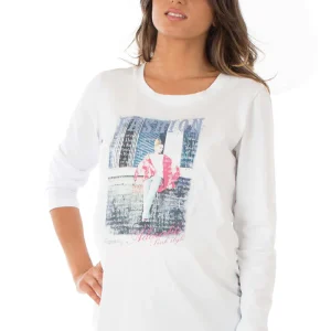 Maxi T-shirt manica lunga con stampa