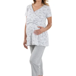 Pigiama pinocchietto pre-post parto mezza manica con taglio incrociato