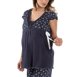 Pigiama pre-post parto mezza manica con taglio incrociato