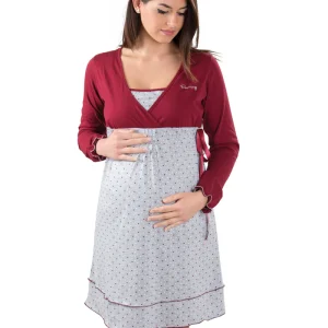 Camicia da notte per gravidanza e allattamento manica lunga