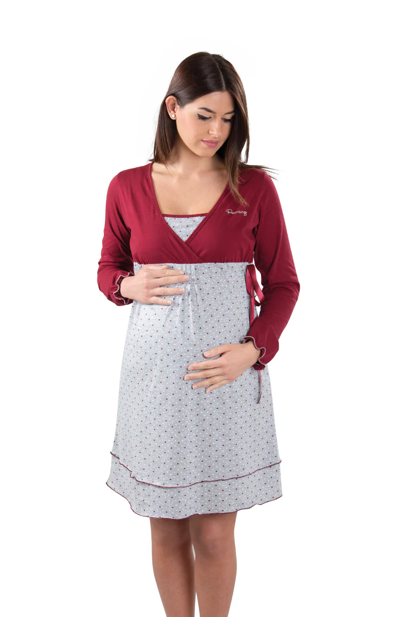Camicia da notte per gravidanza e allattamento manica lunga - immagine 2