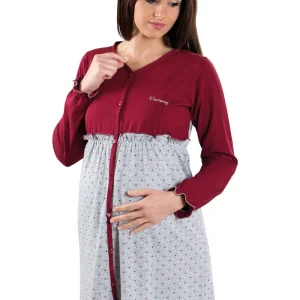 Camicia da notte clinica aperta davanti manica lunga