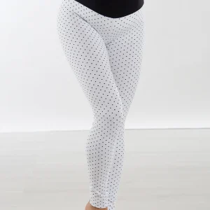 Leggings stampato premaman conformato (sfondo bianco a pois nero)