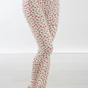 Leggins a fantasia con fiorellini rossi
