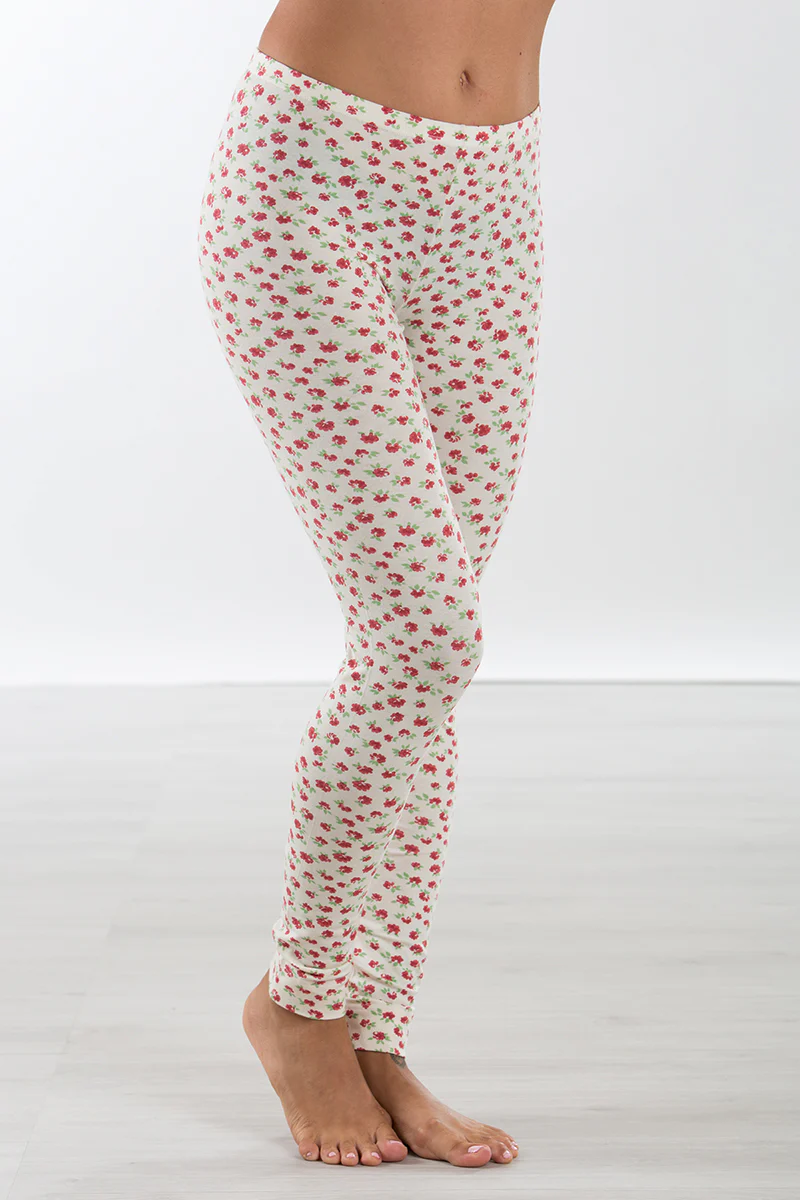 Leggins a fantasia con fiorellini rossi - immagine 2