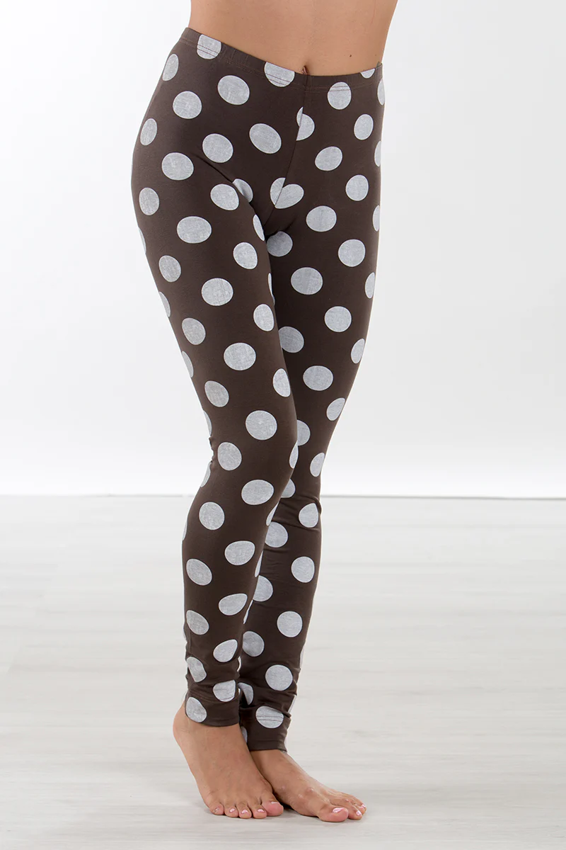 Leggins a fantasia (sfondo marrone con pois grigi) - immagine 2