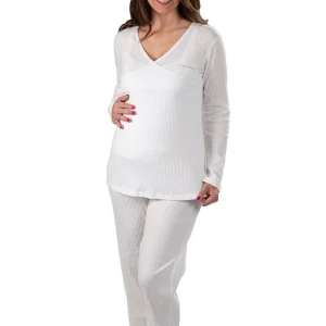 Pigiama pre-post parto manica lunga con taglio incrociato