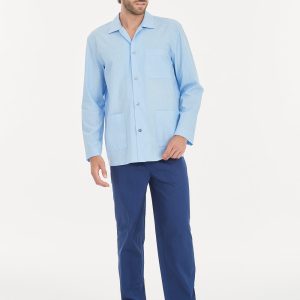 Pigiama lungo uomo marca Ragno modello aperto avanti in 100%  puro cotone di battista