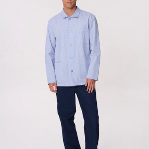 Pigiama lungo uomo marca Ragno modello aperto avanti in 100%  puro cotone di battista