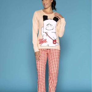 Pigiama donna marca Sabor modello Hello Spank in cotone leggero in colore rosa pesca
