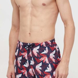 Costume uomo a pantaloncino marca Emporio Armani con stampa logo aquila in blu , rosso e bianco– Taglia 50