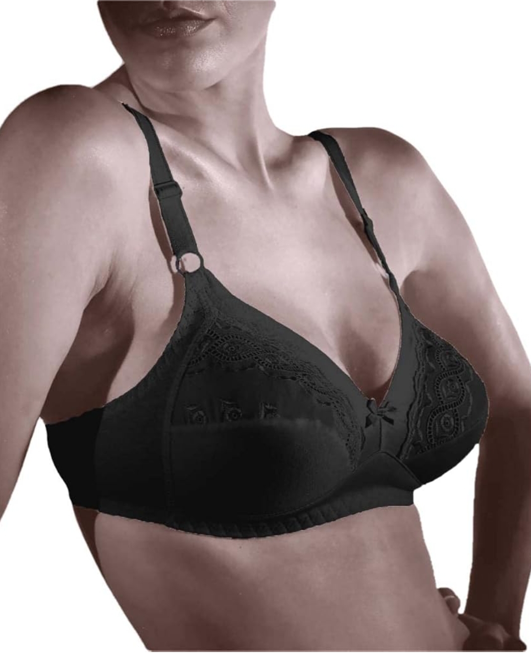 Reggiseno marca Gios articolo 301 senza ferretto in cotone biologico e pizzo San Gallo - immagine 4