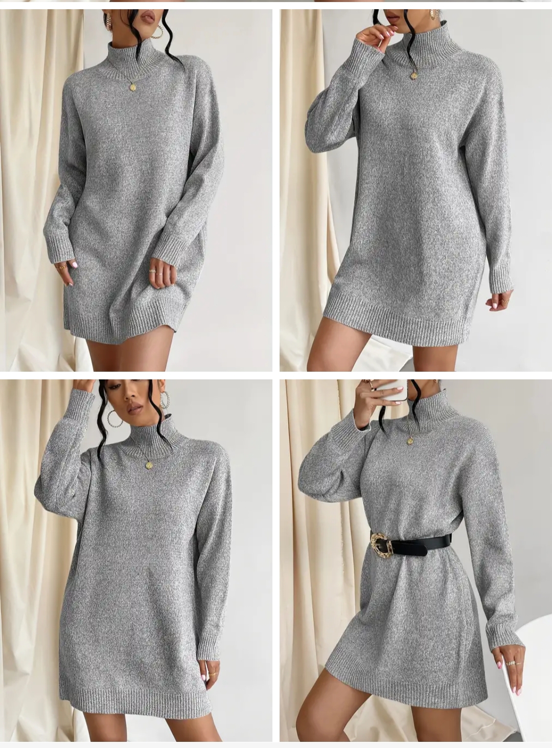 Abito/maxi maglia in tessuto a maglia a collo alto