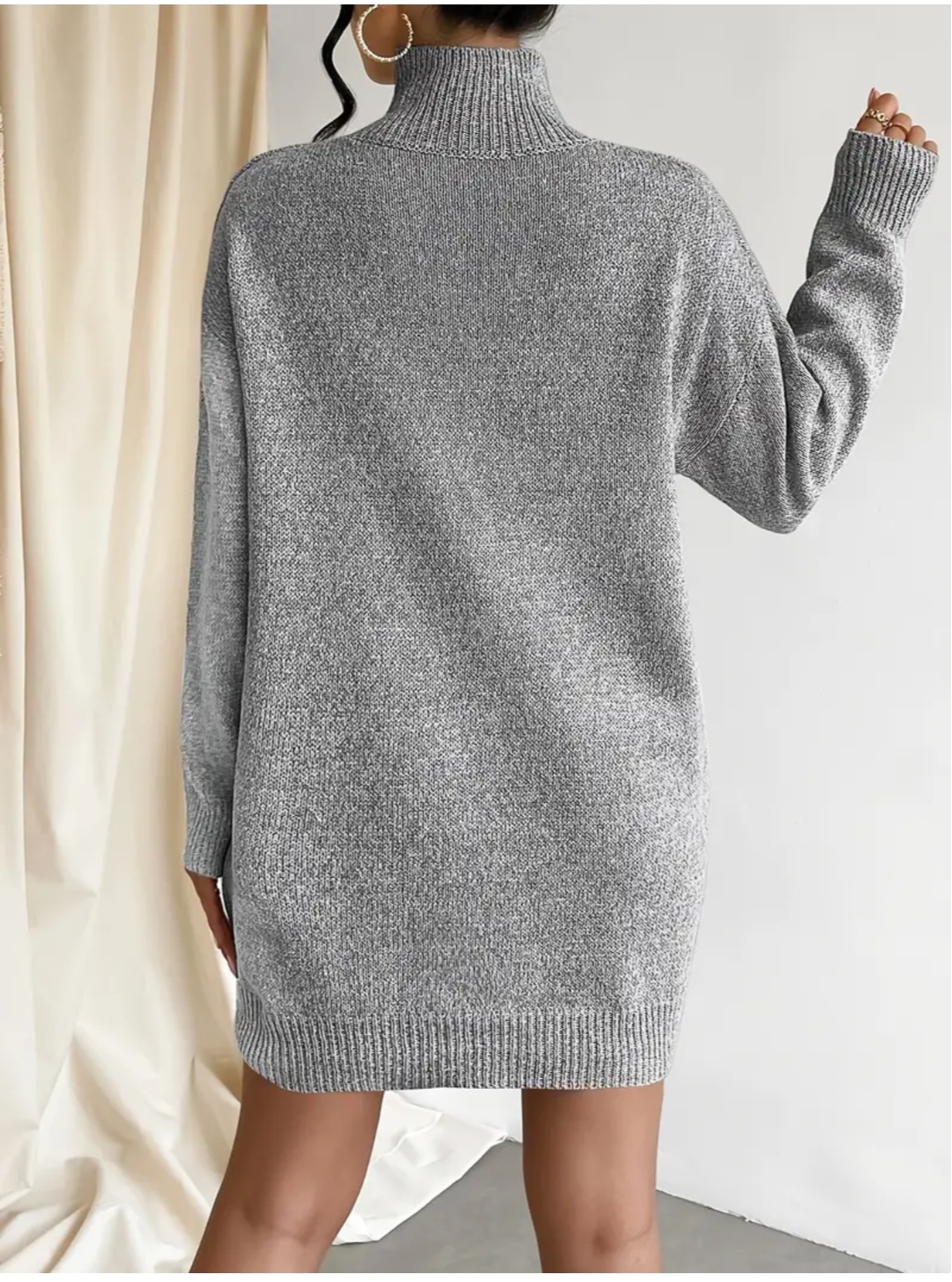 Abito/maxi maglia in tessuto a maglia a collo alto - immagine 7