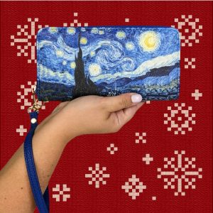 Idea regalo Natale : portafoglio serie “quadri d’autore” modello “Notte Stellata” di Vincent Van Gogh
