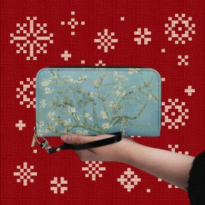 Idea regalo Natale : portafoglio serie quadri d’autore” modello “Mandorlo fiorito” di Vincent Van Gogh