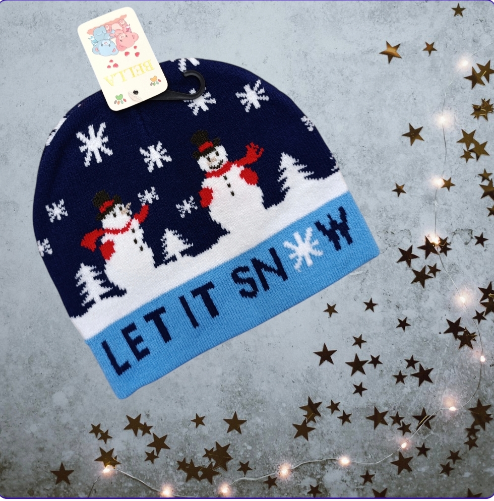 Cappello a cuffia per bambini serie Natale modello pupazzi di neve - immagine 9