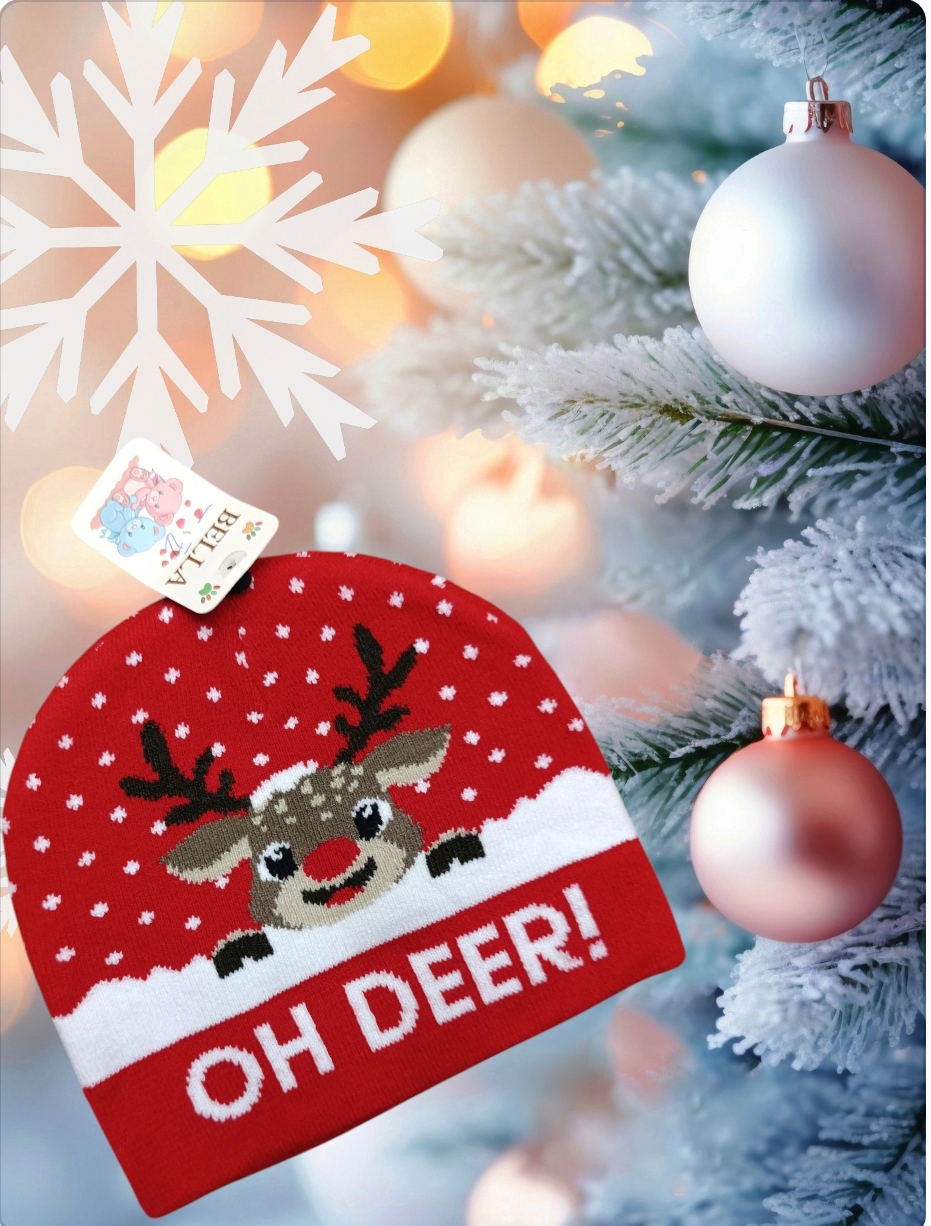 Cappello a cuffia per bambini serie Natale modello baby renna Rudolf - immagine 7