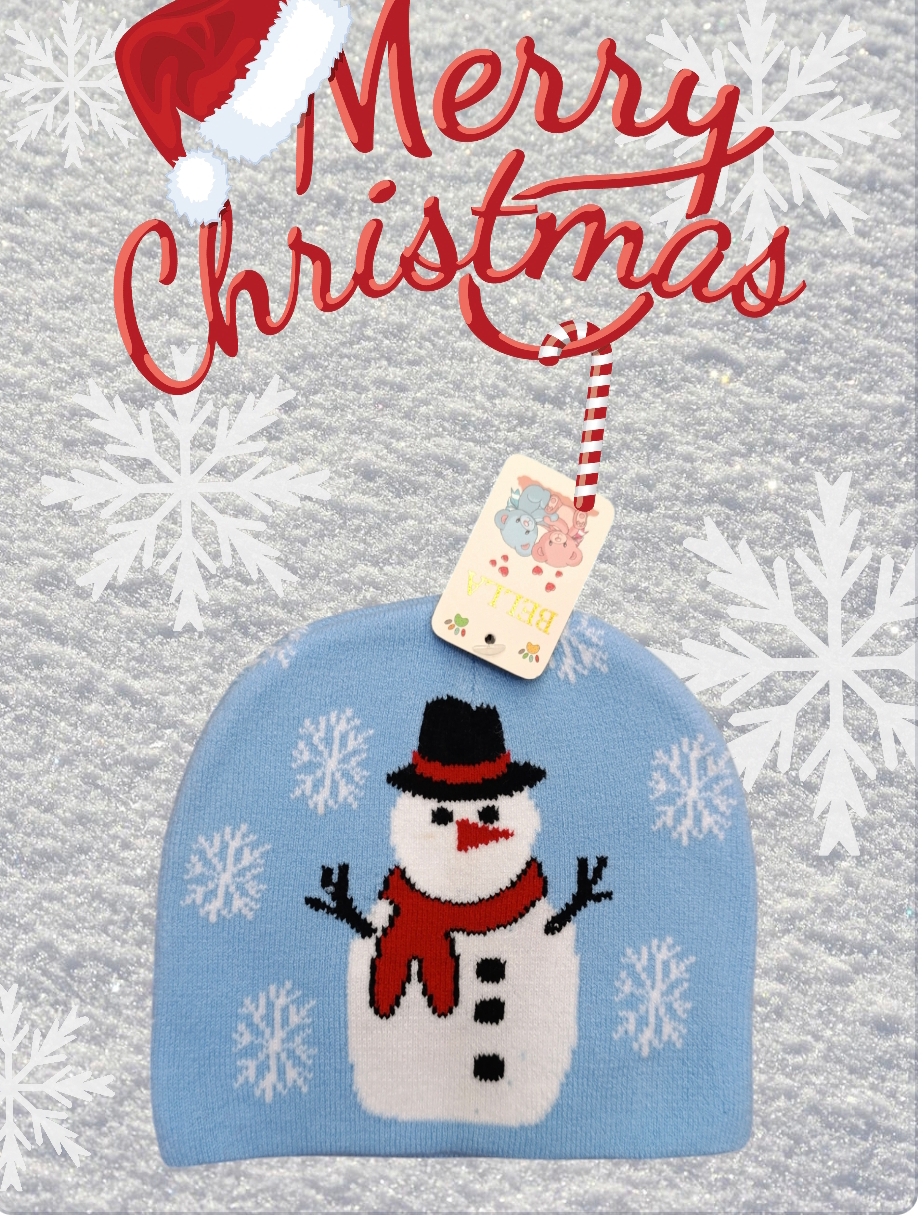Cappello a cuffia per bambini serie Natale modello pupazzo di neve - immagine 5