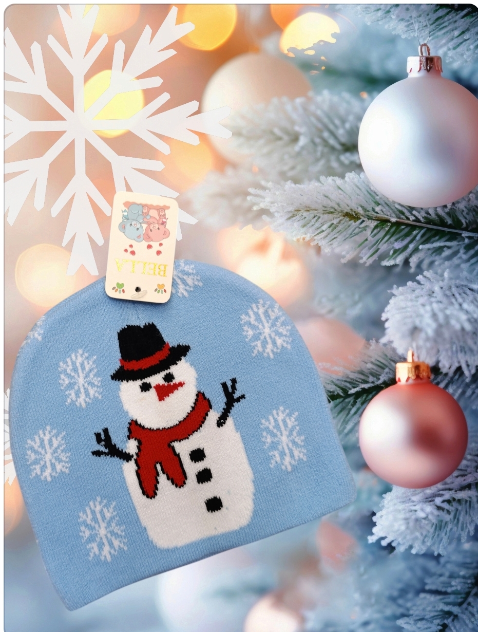 Cappello a cuffia per bambini serie Natale modello pupazzo di neve - immagine 8