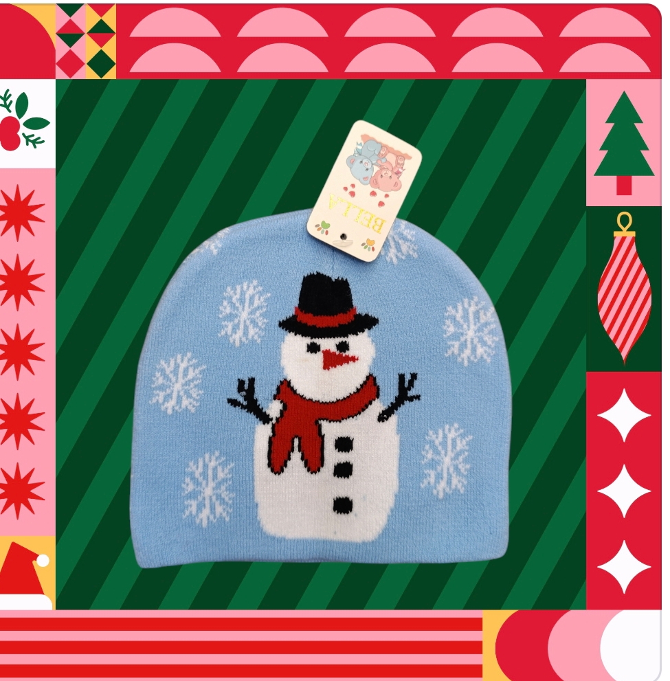 Cappello a cuffia per bambini serie Natale modello pupazzo di neve - immagine 3