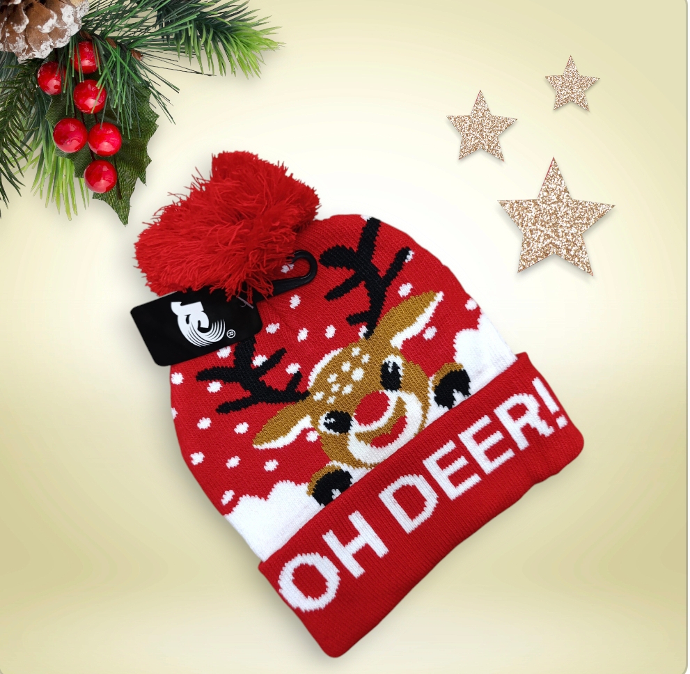 Cappello per bambini con pon pon serie Natale modello baby renna Rudolf - immagine 7