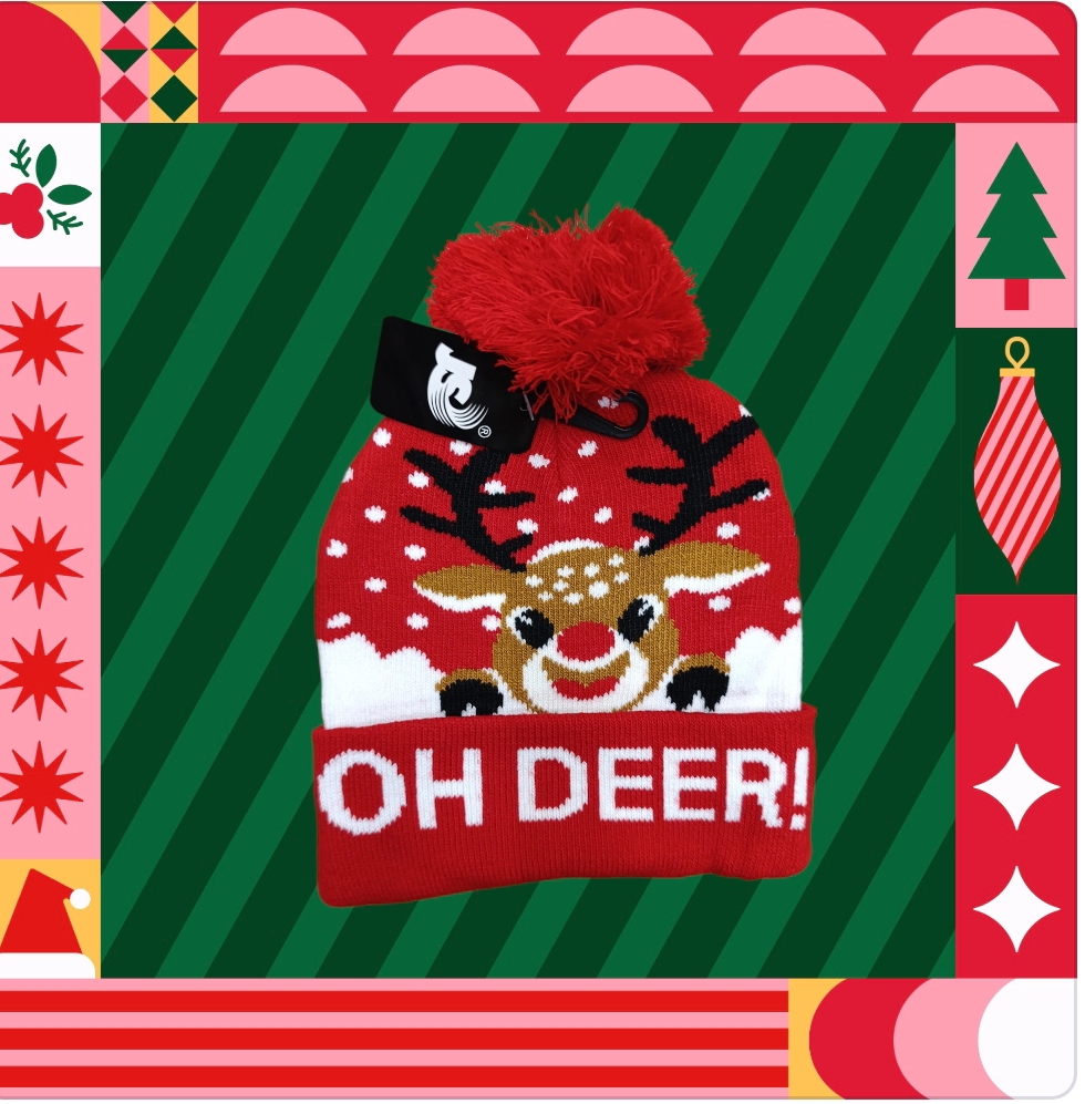 Cappello per bambini con pon pon serie Natale modello baby renna Rudolf - immagine 3