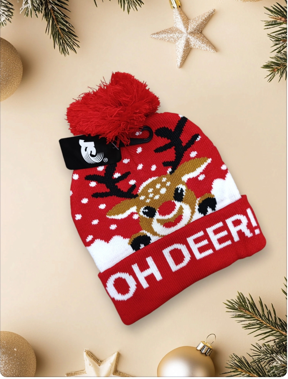 Cappello per bambini con pon pon serie Natale modello baby renna Rudolf - immagine 5