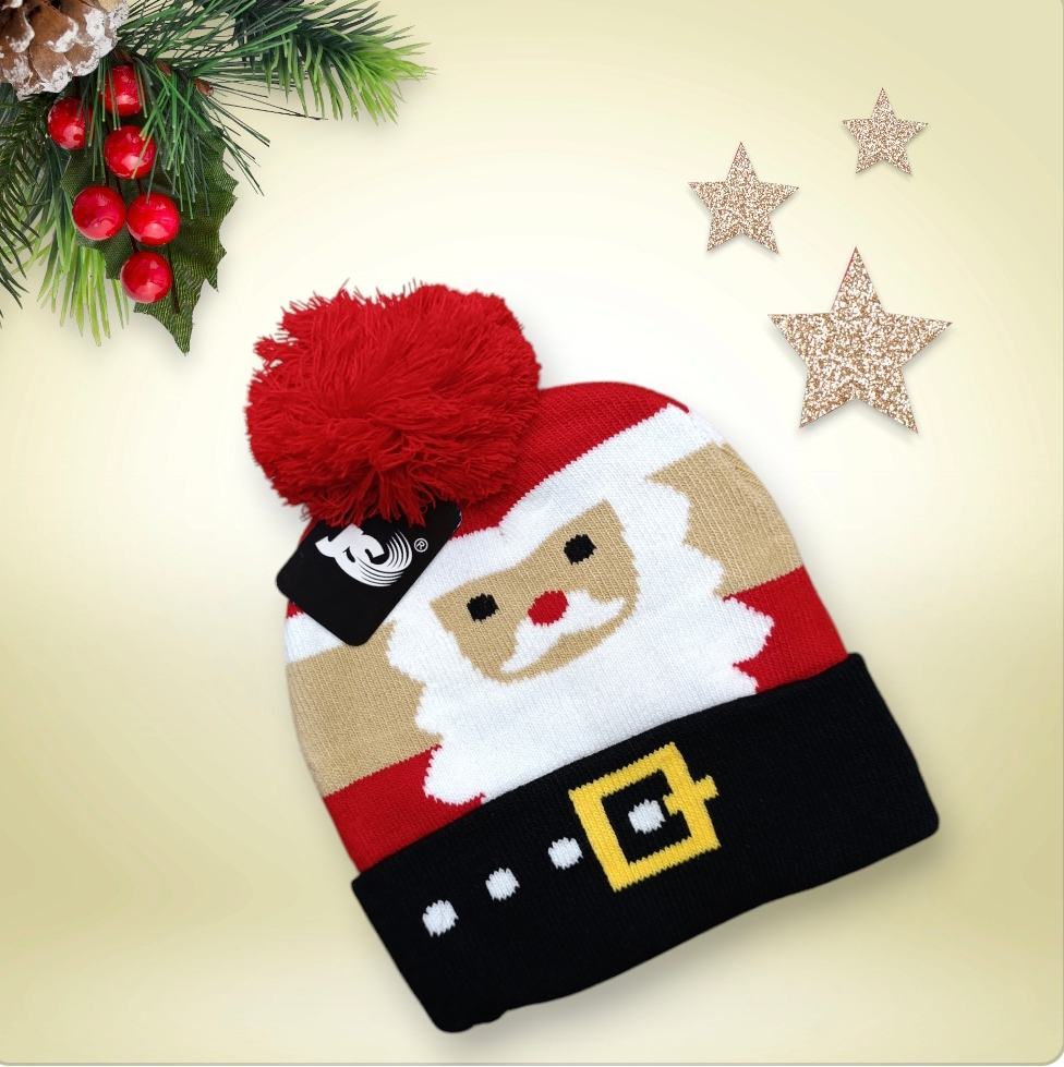 Cappello per bambini con pon pon serie Natale modello Babbo Natale - immagine 7