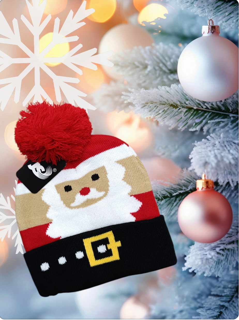 Cappello per bambini con pon pon serie Natale modello Babbo Natale - immagine 6