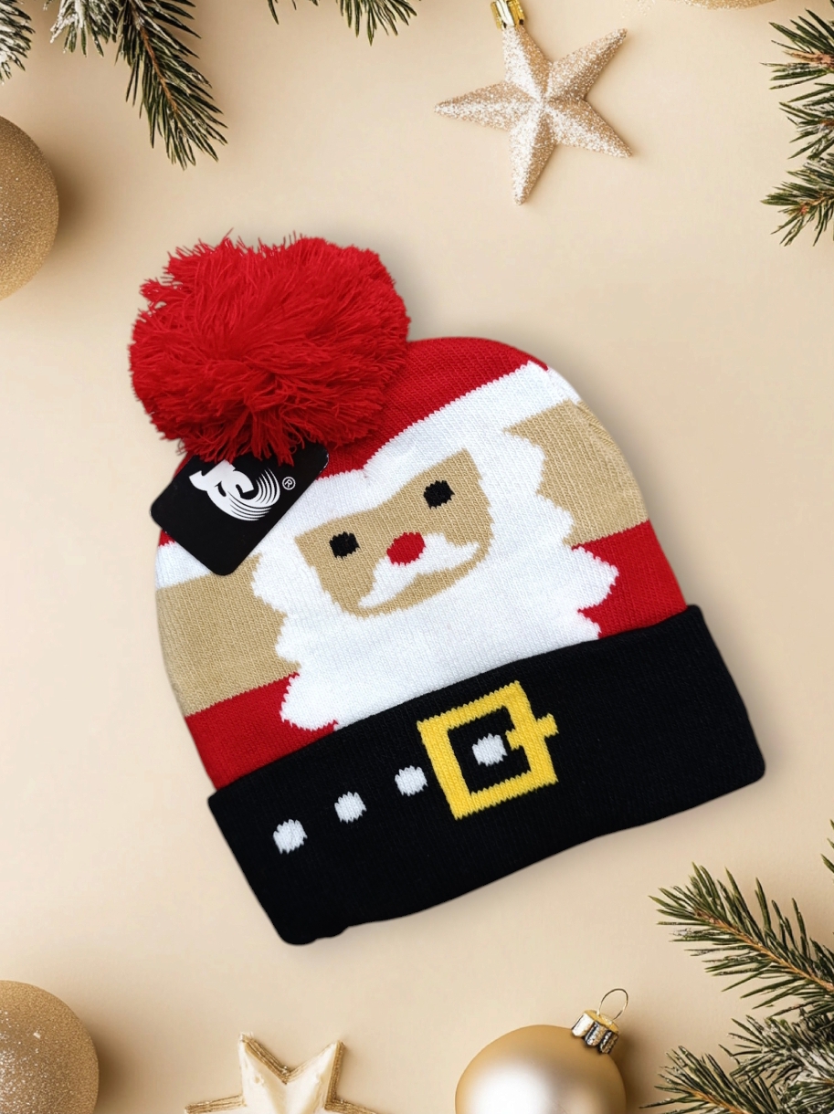 Cappello per bambini con pon pon serie Natale modello Babbo Natale - immagine 5