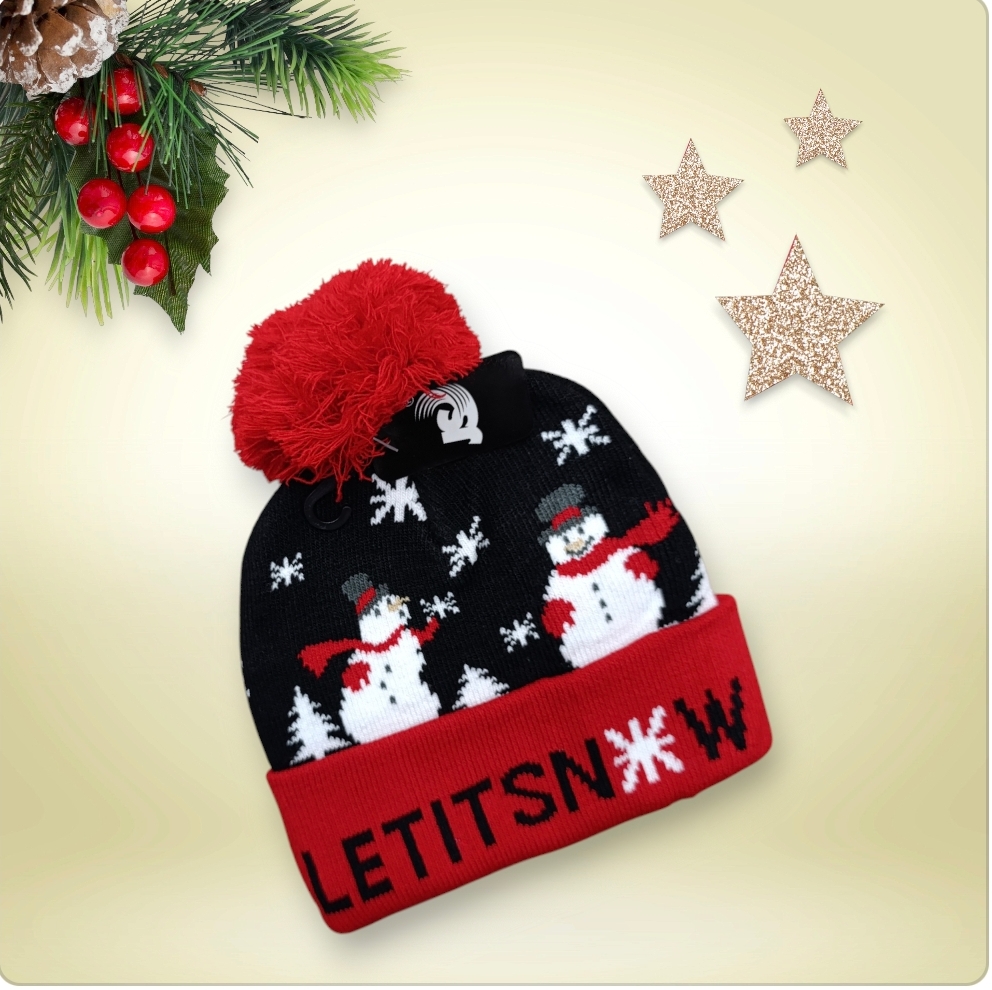 Cappello per bambini con pon pon serie Natale modello pupazzi di neve - immagine 6