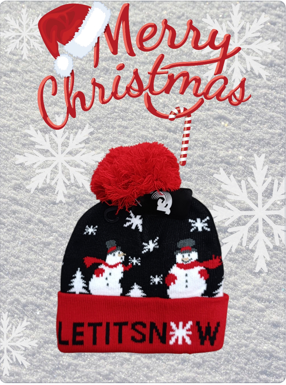Cappello per bambini con pon pon serie Natale modello pupazzi di neve - immagine 4