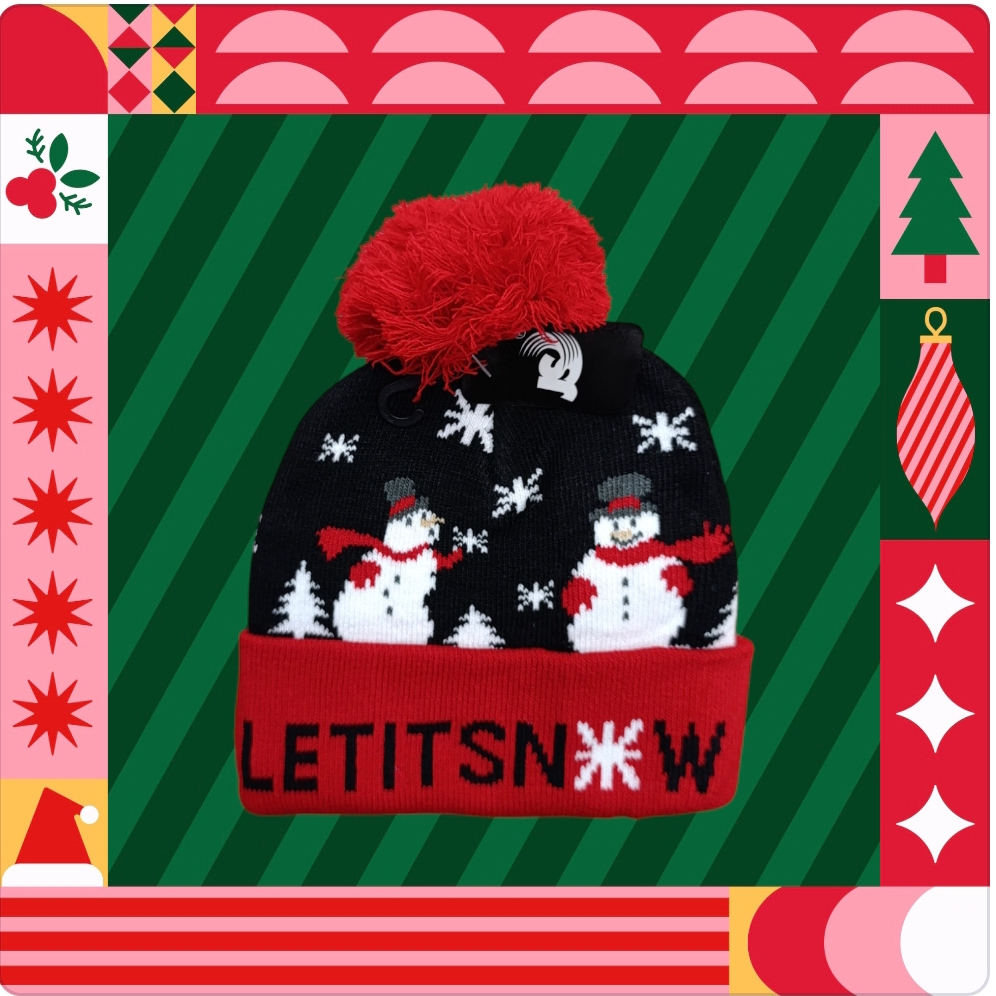 Cappello per bambini con pon pon serie Natale modello pupazzi di neve - immagine 3