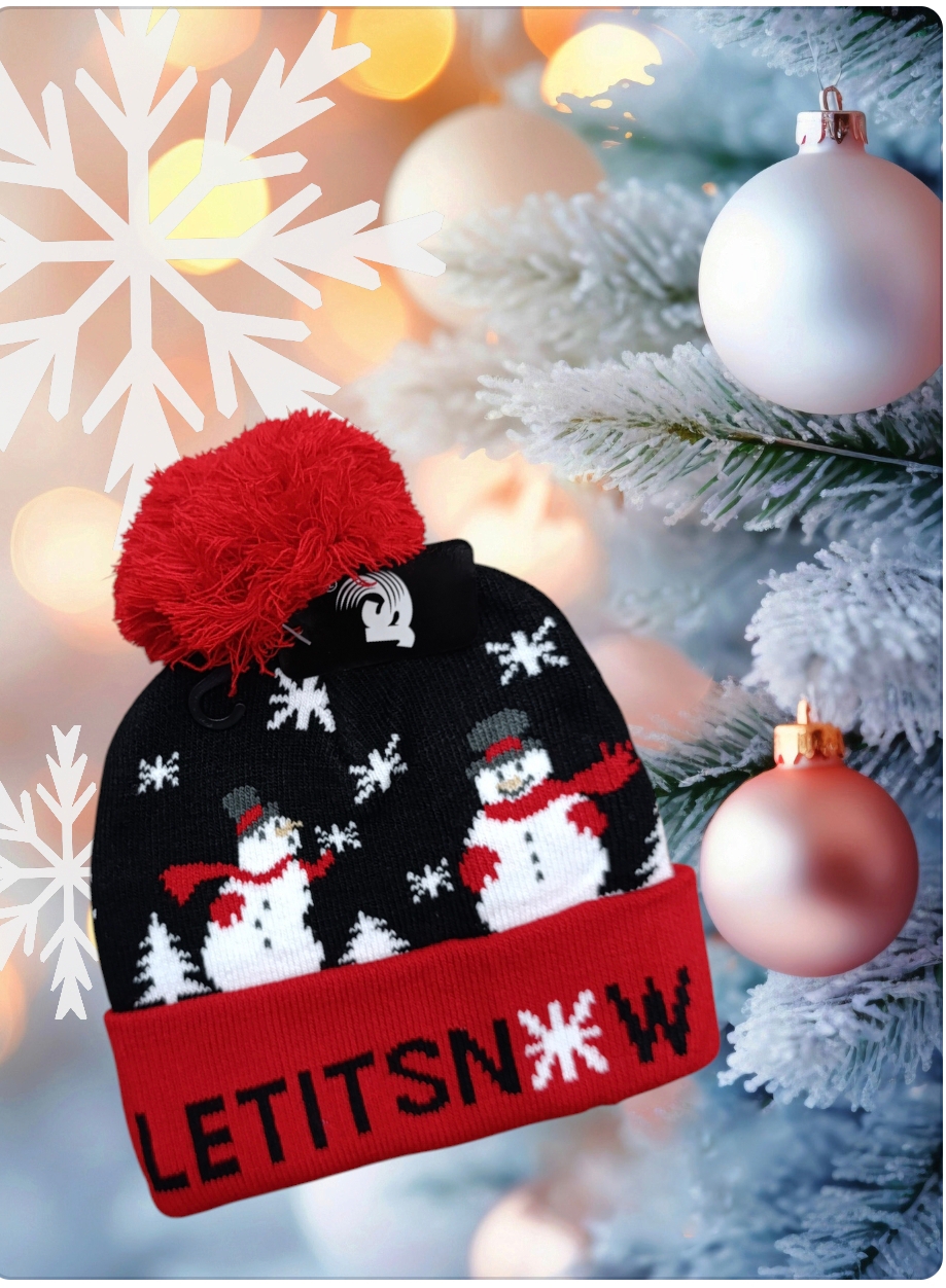 Cappello per bambini con pon pon serie Natale modello pupazzi di neve - immagine 5